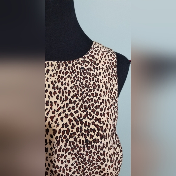 Vintage 90s Maggy London Silk Leopard Print Sheath Dress - Picture 4 of 12